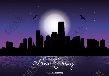 新泽西夜景天际线插图
