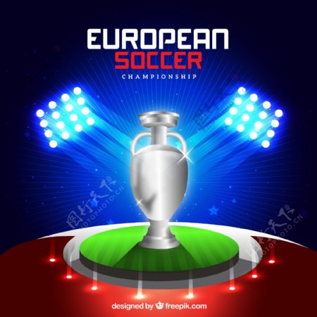 银奖杯欧洲足球背景