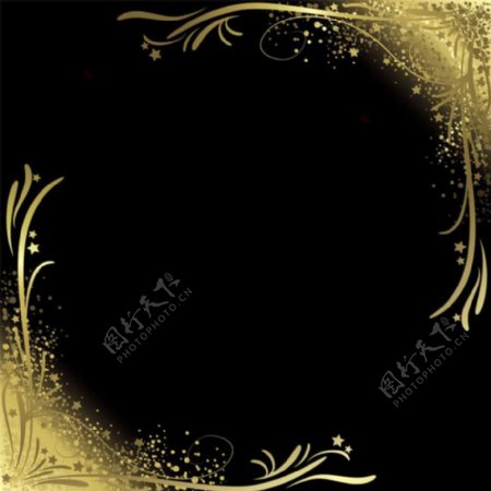 黑色背景下的金色花纹图片