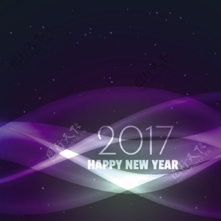 紫色波浪形状新年背景
