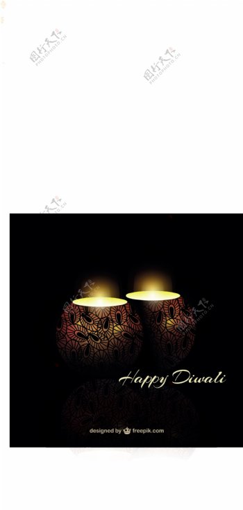排灯节的背景和可爱的蜡烛