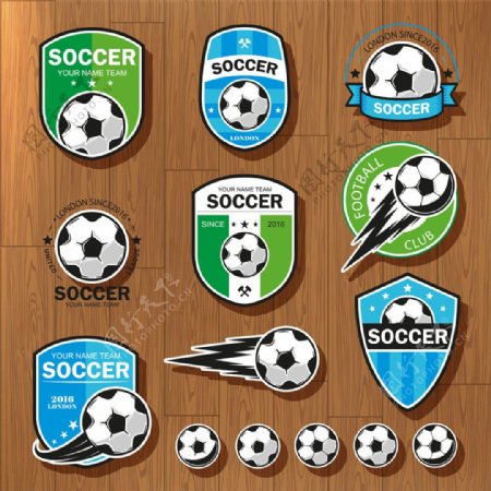 蓝绿色足球吊牌标志图片