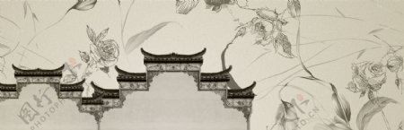 中式建筑马头墙海报背景