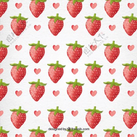 情人节水彩草莓图案