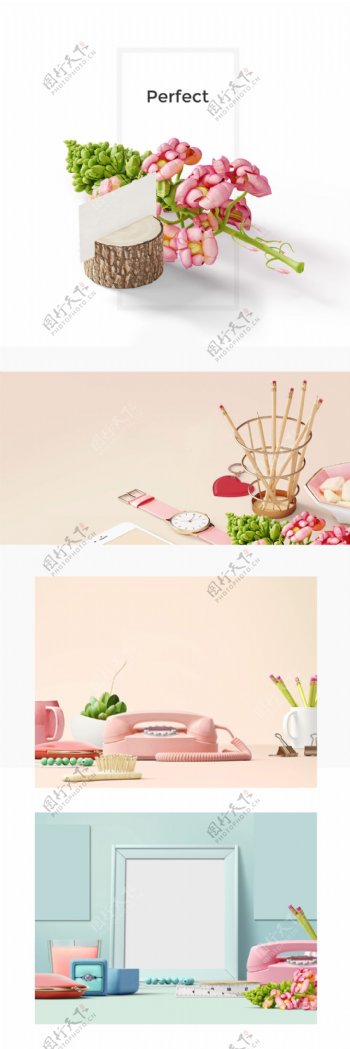 桌面唯美小清新背景粉色花朵简约