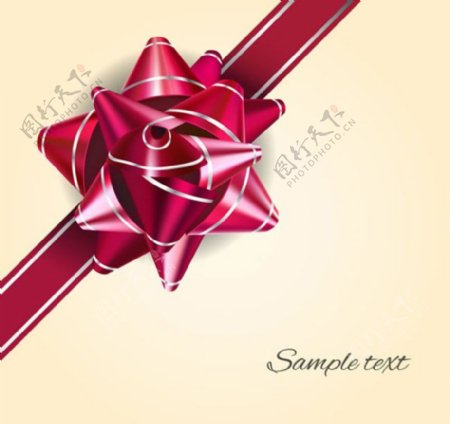 酒红色丝带花设计矢量素材下载