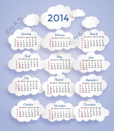 2014年云朵式挂历设计