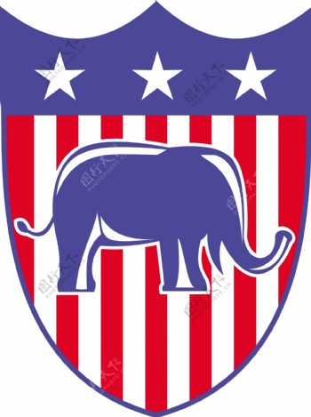 共和党的大象吉祥物美国国旗