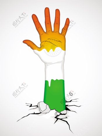 在印度国旗颜色的人的手