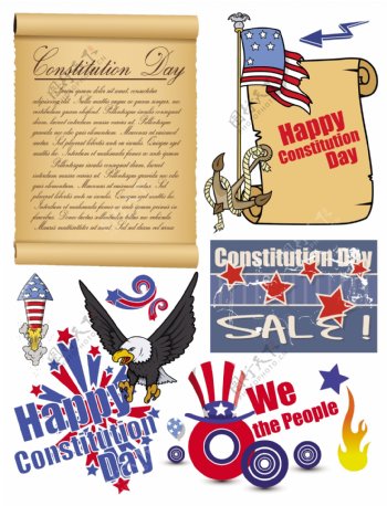 美国宪法日向量集的主题