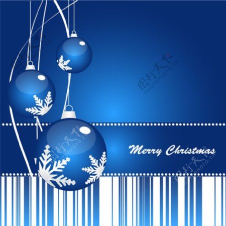 矢量绚丽蓝色圣诞彩球背景素材