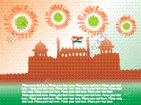 印度国旗飘扬在德里的红堡