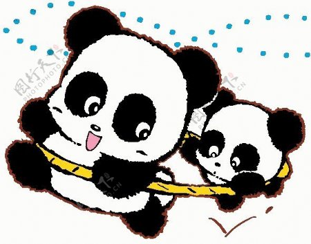 位图卡通动物熊猫可爱卡通呼啦圈免费素材