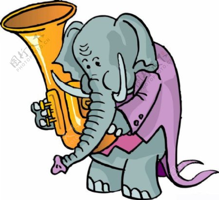 位图动物大象乐器萨克斯免费素材