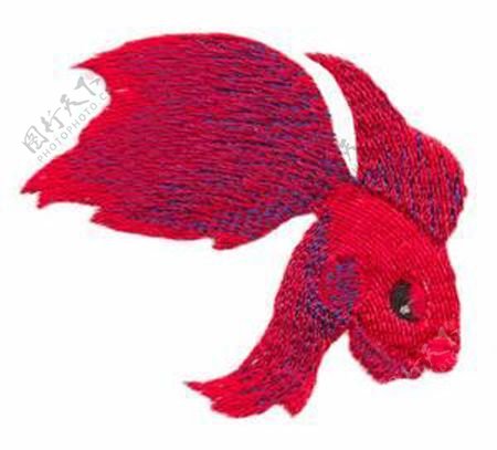 绣花动物金鱼色彩红色免费素材