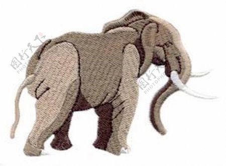 绣花动物大象色彩灰色免费素材