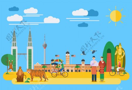 创意泰国旅行插画