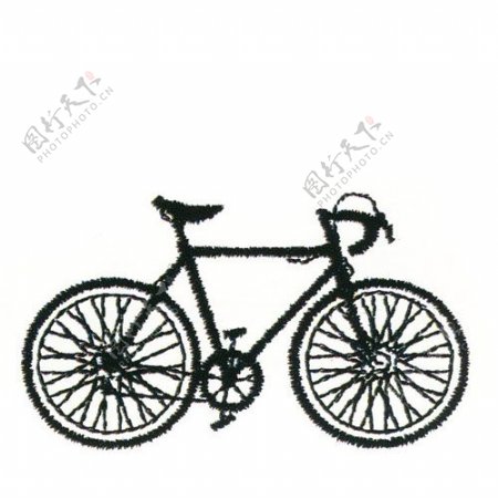绣花交通工具自行车色彩免费素材