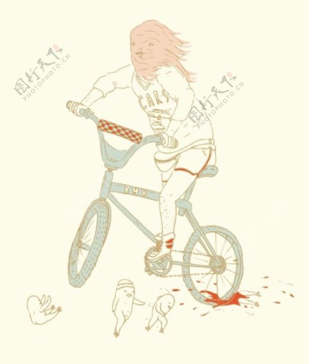 位图插画抽象人物交通自行车免费素材