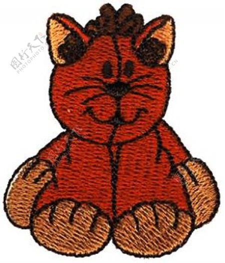 绣花动物色彩猫红色免费素材