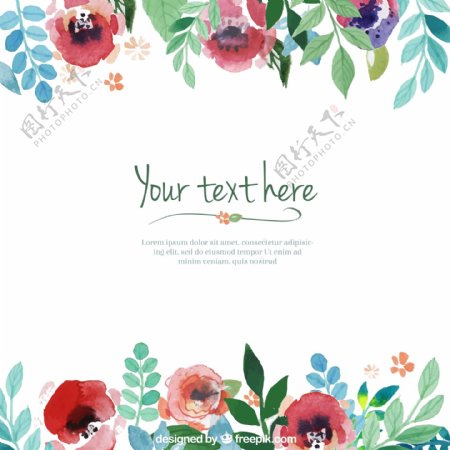 水彩花卉边框背景矢量图图片