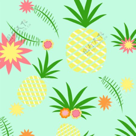 菠萝插画背景植物
