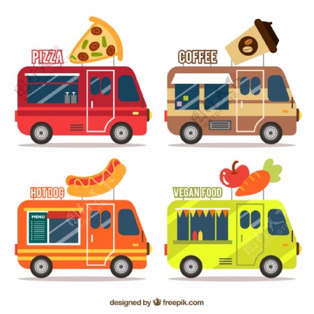 卡通创意食物货车素材
