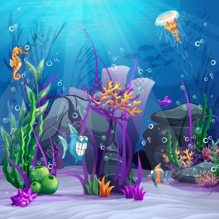 美丽的海底世界插画