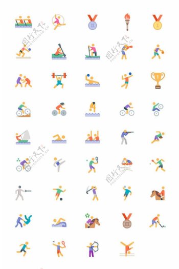 44枚奥运项目扁平图标sketch素材