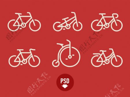 矢量线条自行车icon图标素材