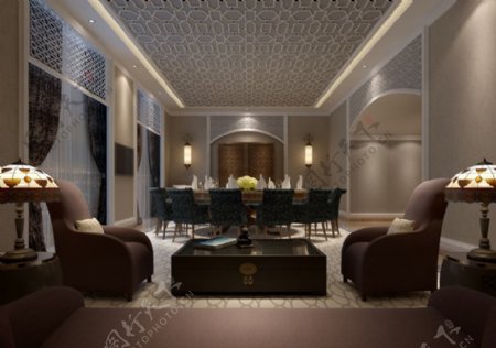 大气商业酒店3d渲染效果图