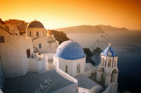 3D希腊爱琴海美景背景墙装饰画