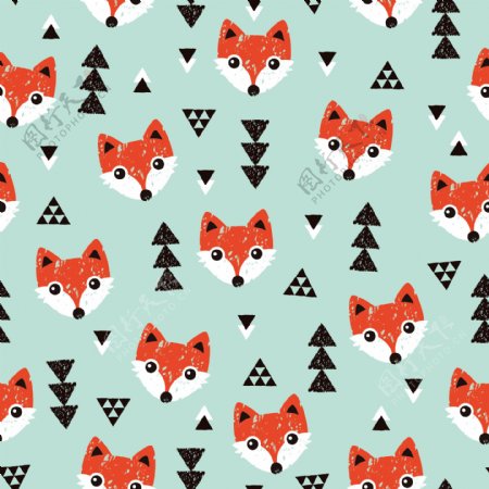 清新可爱风橙红色狐狸壁纸图案装饰设计