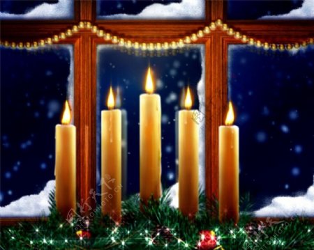 温暖圣诞节庆祝烛火动态视频素材