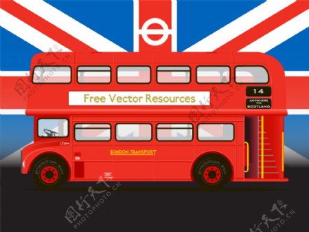 红色双层巴士汽车icon图标