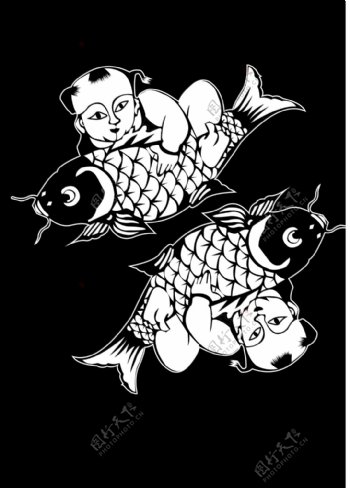 年年有鱼失量素材插画