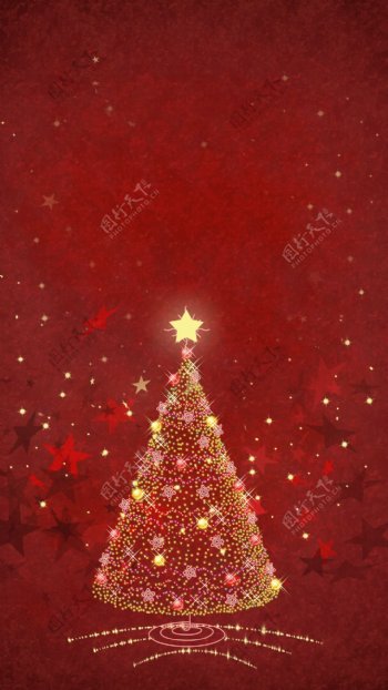 金色圣诞树圣诞节H5背景素材