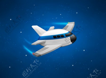 蓝色飞机icon图标设计
