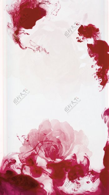 梦幻红色泼墨花朵H5背景素材
