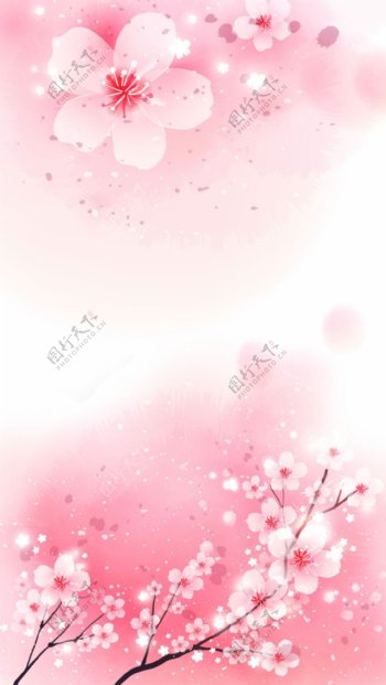 唯美粉色桃花H5背景素材
