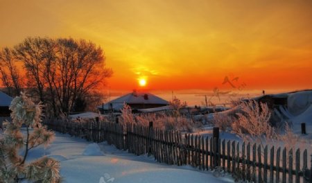 冬日里的日出风景