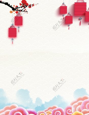 中国风手绘喜庆背景