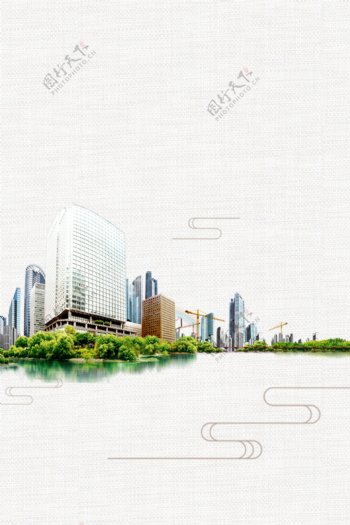 中国风线条建筑背景