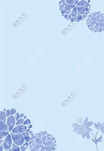 蓝色花朵扁平背景