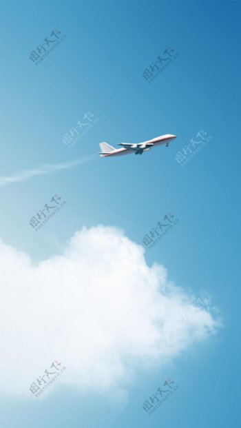 蓝色天空飞机H5背景素材