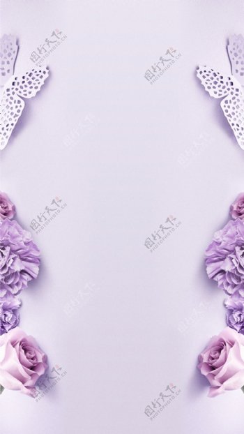 紫色花朵H5背景素材