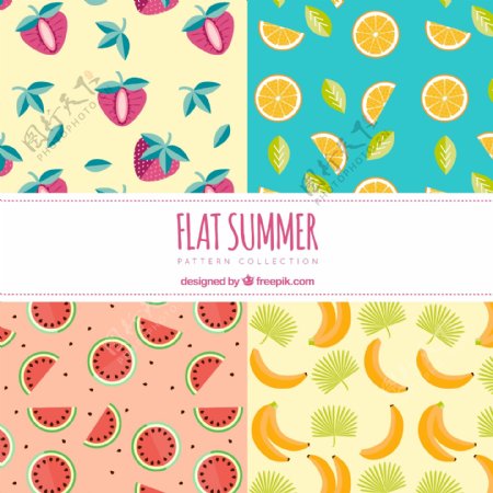平板设计中的夏季水果图案