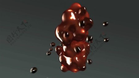 红色圆状水滴凝聚变化感动态素材
