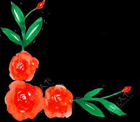 鲜红花卉透明装饰素材
