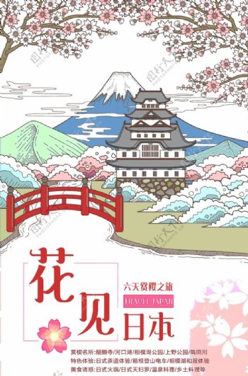日本樱花季旅行海报